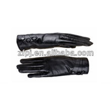 Fashion Black lady leather driving gloves with buttons